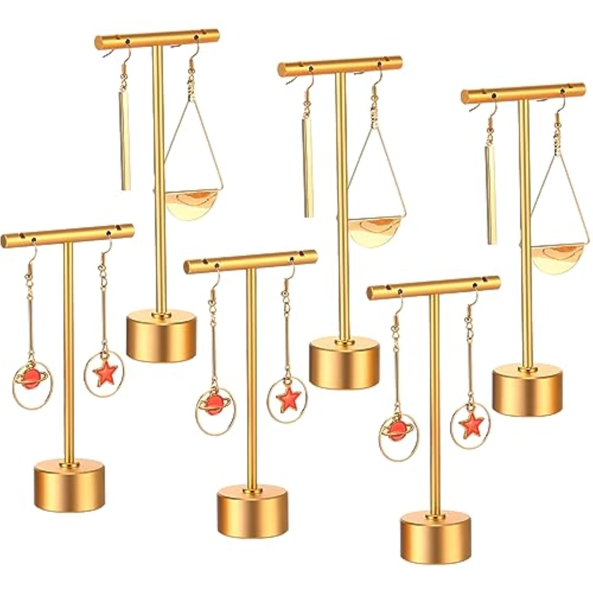 6 Pack Metal T-Bar Earring Display Stand
