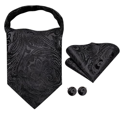 Image of Dubulle Paisley Floral Ascot for Men Self Tie Mens Cravat and Pocket Square Cufflinks Wedding