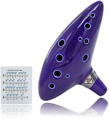 12 Hole Ocarina , Alto C Legend of Zelda Ocarina Ceramic with Songbook, Neck String and Protective Bag