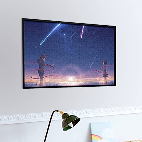 Houten puzzel 1000 PCS voor volwassenen en kinderen, Japanse anime uw naam poster moeilijke uitdaging intellectuele… - Image 6