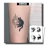 Tattoo Tech, 2 Sheets Small Semi Permanent Tattoo, Lasts 7-15 Days Temporary Tattoos(Black Cat), Waterproof and Non-Reflective, for Summer Beach, for Clavicle, Arm