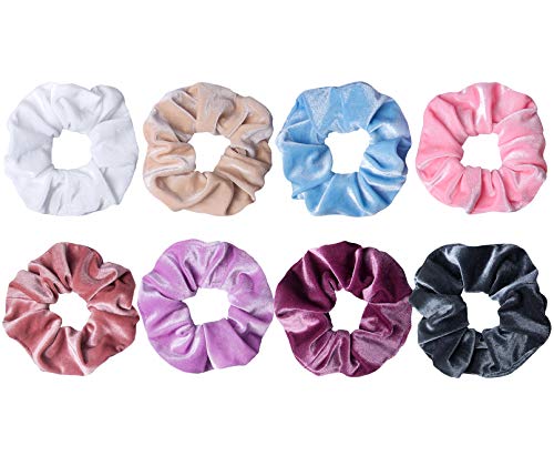 8 Pcs Velvet Scrunchies, Elastic Premium Hair Scrunchies for Girls or Women, Hair Ties Ropes - A Great Gift for Christmas New Year