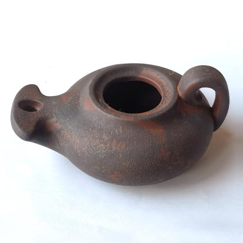 Handmade Clay Oil Lamp – Antique-Style Biblical Prayer Lantern, Christian