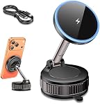15W for MagSafe Car Mount Charger, Magnetic Wireless Car Charger, Strongest Vacuum Suction & Strongest Magnetic, 360° Adjustable Car Phone Holder Mount for iPhone 17 16 15 14 13 12 Series, Samsung S26