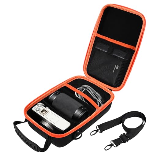Funda rígida para cámaras Sony Alpha y Canon R Negro con cremallera naranja