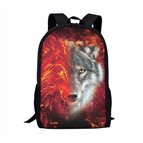 Mumeson-Child-Backpack-Wolf-Print-Bookbag-Double-Zipper-Closure-Schoolbags-Back-to-School-Diaper-Bags-17-inch-Backpacking-for-Teenagers Mumeson Child Backpack Wolf Print Bookbag Double Zipper Closure Schoolbags Back to School Diaper Bags 17 inch Backpacking for Teenagers