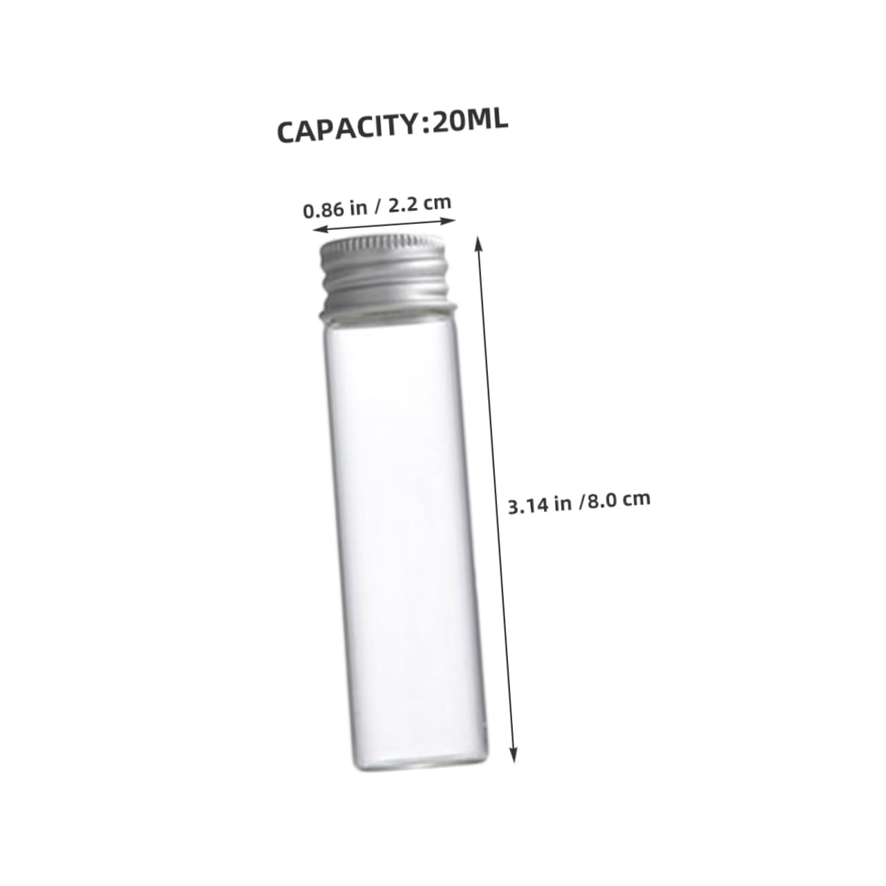 FUNOMOCYA 20ml Mini Glass Bottles Aluminum Screw Caps Leakproof Storage Bottles for Ink Pigments 50pcs Sample Containers