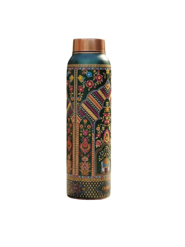 Image of Pure Copper Water Bottle | Seamless Semi-Hammered Ayurvedic Drinking Bottle | Leakproof, Eco-Friendly & Reusable Copper Drinkware | Health Benefits, Natural Water Purifier-900ml