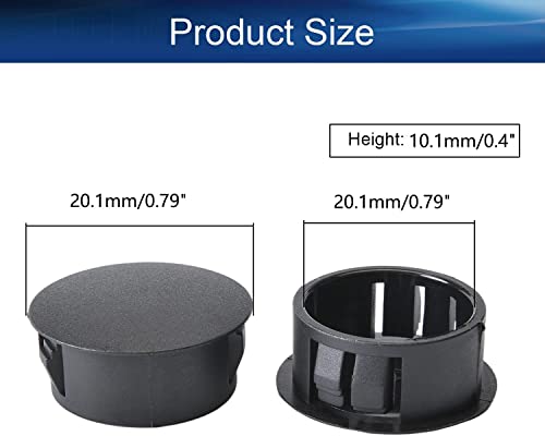 Image of Heyiarbeit 100pcs Hole Plugs 4 /5 inch / 20mm Nylon Plastic Round Snap in Type Locking Hole Tube Furniture Fencing Post Pipe Insert End Caps Black Tone