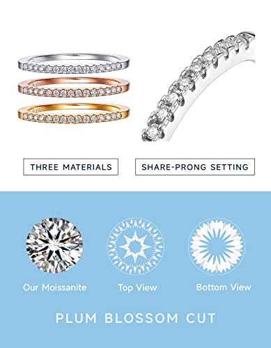 MomentWish Wedding Bands for Women, Moissanite Engagement Ring, Simulated Diamond Wedding Ring S925 Sterling Silver Eternity Rings4