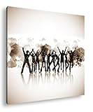 deyoli Siluetas en estado de ánimo, bailando contra un fondo colorido y abstracto. Formato: 40 x 40 cm. Efecto: sepia como lienzo de lienzo, diseño enmarcado en marco de madera auténtica, impresión