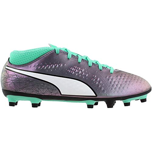 PUMA PUMA Mens SYN Firm, Artificial Ground Soccer Cleat, Color Shift-Biscay Green-PUMA Mens White-PUMA Mens Black, 10.5