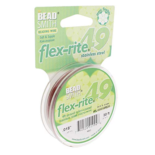 Fil flexible nylon rouge pour enfiler des perles et fabriquer des bracelets robustes