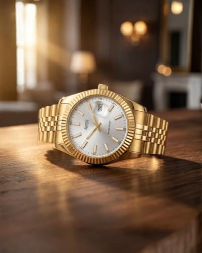 Image of Ajanta Quartz Monaco Men's Analog Watch|| Stainless Steel Bracelet Strap | Day & Date Display | Water Resistant | Fashion Wrist Watch for Men