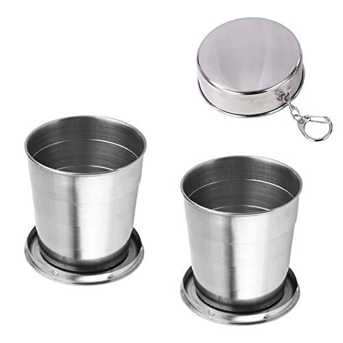2 Stück 250ml Edelstahl Faltbare Tasse, Faltbarer Reisebecher, Versenkbare...