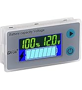 Battery Monitor, DROK 10-100V Digital Battery Capacity Tester, Percentage Level Voltage Temperatu...