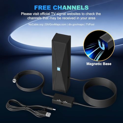 Image of TV Antenna for Smart & Old TVs,2500+ Miles Range Strongest Digital HD TV Antenna Indoor Support 4K 1080P VHF UHF, 360 Long Range Reception with Signal Amplifier