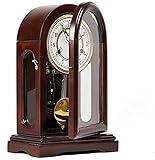  ZXFDM Europäische Kaminuhr Tischuhren Wohnzimmer Mechanisches Dekor Manuelle Tischuhr Kein Ticken Vintage Pendel Kupferbewegung Reine Familienuhr