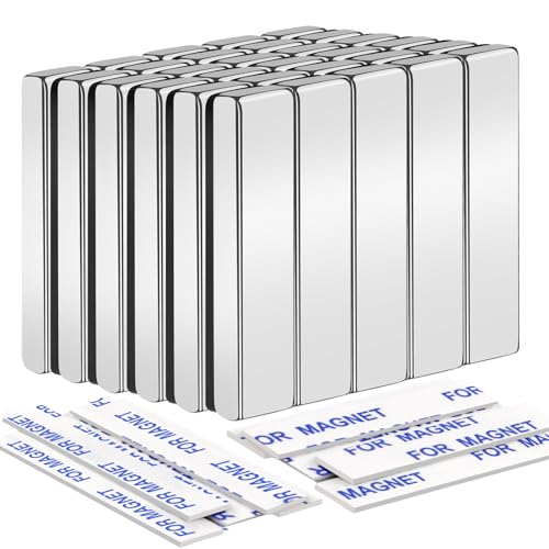 Image of MIKEDE 30 Pcs Strong Neodymium Bar Magnets with Epoxy Coating,Waterproof Magnets with Adhesive Backing for Tool Room, Kitchen, Crafts, Whiteboard, Cabinet Doors - 1.57 x 0.39 x 0.20 in