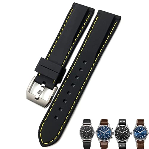 Bracelet de montre en silicone bleu 22 mm type sport pour boîtier d'aviateur
