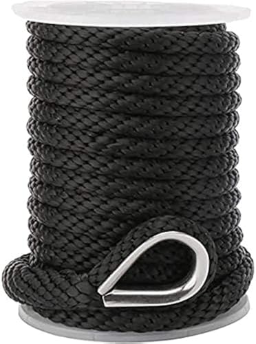 USR Rope Solid Braid MFP Anchor Line 3/8" x 100' Black Boat