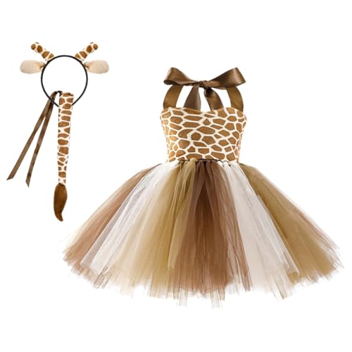 Costume de girafe pour fille avec robe tutu serre-tête et queue