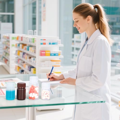 Image of Small Pill Bottle, Empty Medicine Bottles with Screw Caps for Pills Capsules Vitamins, Food Grade Plastic Medicine Containers with Labels for Travel (Clear&Translucent, 1oz /30ml, 8 Pcs)