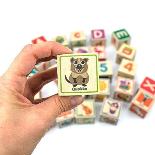 Quokka Wooden Blocks For Toddlers 1-3 - 26 Abc Learning Baby Blocks For Kids 3-5 Year Olds Stacking Alphabet Wood Toys For 2-4 Yo - Educational With Letters Numbers #TOP6