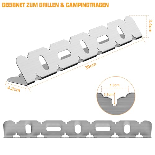 Mordx BBQ Halterung Edelstahl, Spießgestell für 6 Spieße, Halter für den Grill, Grillgestell für Fleisch und Gemüse, Ideal für Grillspieße, Fleischspieße