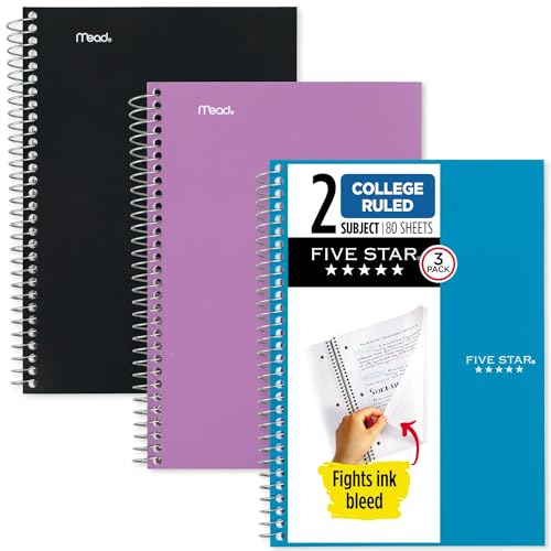 Cahier 2 sujets Five Star pour regrouper vos matières, lot de 3 blocs lignés compacts
