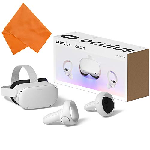 Oculus Quest 2 – Advanced All-in-One Virtual Reality Gaming Headset – Christmas Holiday Family Gaming Bundle – Weiß – 256 GB Video – Broage 2 Silikon-Gesichtsabdeckungen + 1 oranges Brillenputztuch