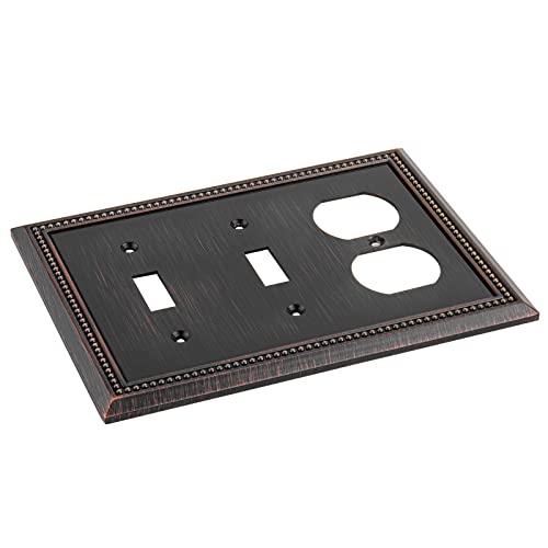 Image of Henne Bery Sunken Pearls Heavy Duty Decorative Wall Plate Switch Plate Outlet Cover (Double Toggle /Single Duplex, Aged Bronze)