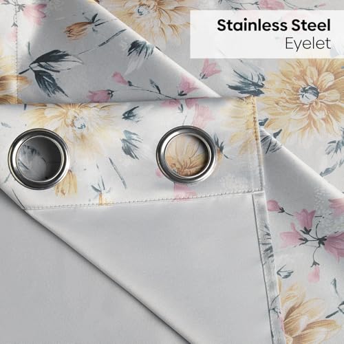 Image of haus & kinder Blackout Door Curtains 7 Feet Long Pack of 2 Door Curtains, 7 feet Curtains for Door, 70% Room Darkening (Amber Petals Printed, 114x213 CM)