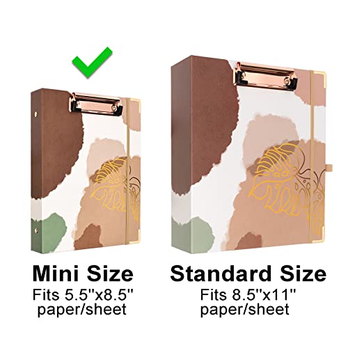 Mini 3 Ring Binder 1 Inch For 5.5" X 8.5" Paper With 5-Tab Dividers Eyrozill Cute Mini Binder For School/Office Supplies And Home, Brown Impression #TOP3