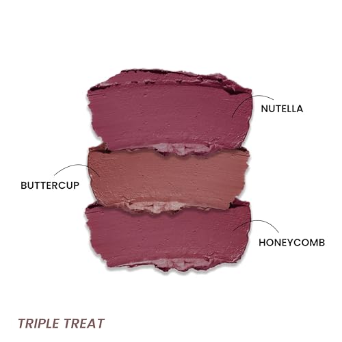 Image of LAMIOR Blurry Fudgy Lip Tint - Combo of 3, Shade - Triple Treat | Ultra Velvety Matte | Transfer Proof & Hydrating Formula | Long-Lasting Lip Tint with Cushion Applicator | Vegan & Cruelty-Free