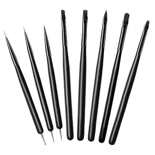 8 Piezas Pincel para Arte de Uña, Cepillo para Uñas de Plumas de Arte de Uñas, Pincel Decoracion Uñas, Herramientas de Pintura de Uñas, Juego de Cepillos de Arte de Uñas, Pinceles Nail Art Liner