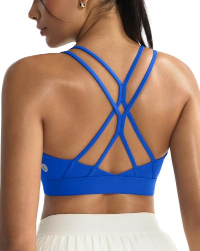 Image of RUNNING GIRL Sports Bras for Women,Strappy Crisscross Back Padded Low Impact Running Sports Bra with Removable Cups
