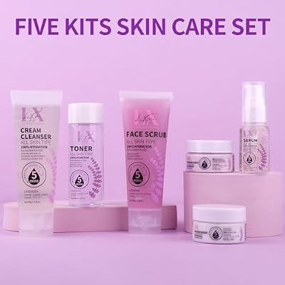 Skin Care Set - Face Care with Cleanser Face Scrub Toner Serum Gel Moisturiser & Hydrating Cream to Reveal Glowing Skin