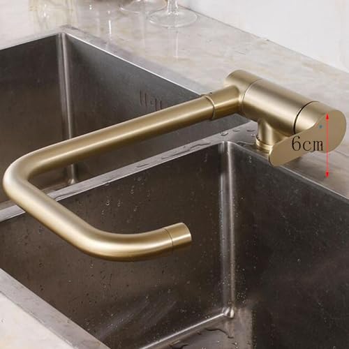 Robinet d'évier de cuisine en or brossé mitigeur pliant pivotant - 3