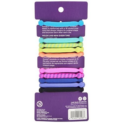 image for Goody Ouchless Forever Hair Elastics - 10 Ct, Assorted Neon, Damage-Fr