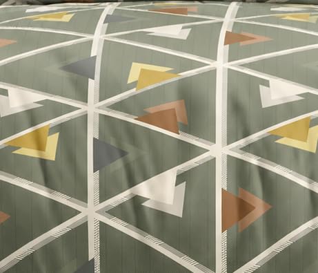 Image of DECOR2ADMIRE 300 TC Super King Size Glace Cotton Printed Bedsheet with 2 Pillow Covers - 108 inch x 108 inch (275cm x 275cm) - Available in Multiple Elegant Designs (Green Blocks)