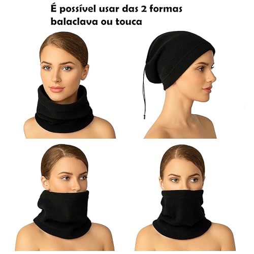 Kit 3 Máscaras balaclava cachecol, flanelado, Proteção UV50, Unissex, Preto, para Pescoço, Corrida,