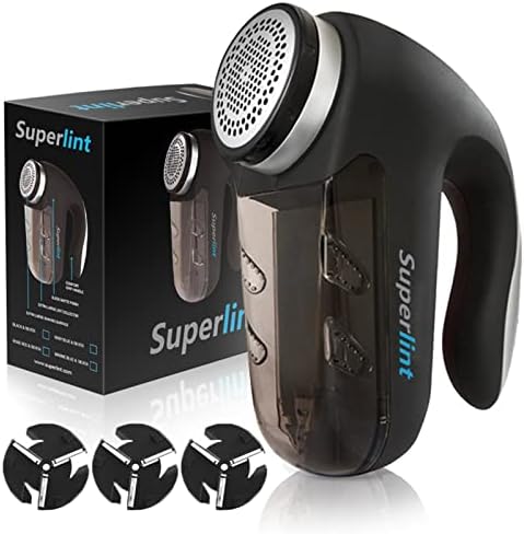 SUPER LINT Best Rated Electric Sweater Shaver Best Fuzz Pill Bobble Remover for Fabric Fleece Curtains Clothes， Black & Silver