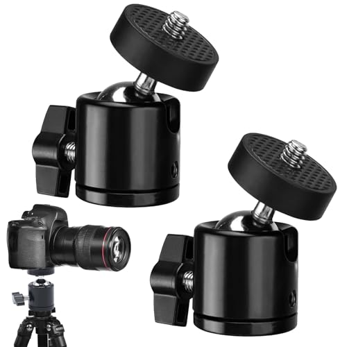 2 Pièces Rotule Photo,Rotule,Pivotante 360° Rotule De Suspension, Mini rotules avec Adaptateur de Sabot de Flash 1/4 pour Trépied Ball Head Mount,pour Appareils Photo Etc