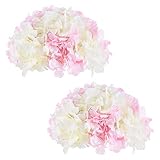 BLOSMON Bolas de Flores de Boda Rose Centros de Mesa 2 Piezas Flores Falsas con Base Beso Bolas Decoración Rosa y Blanco Ramo Floral Artificial de Hortensias Decoración de Mesa de Fiesta en Casa DIY