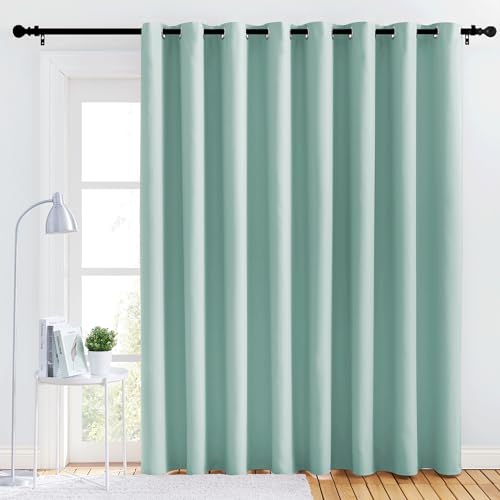 NICETOWN Lower Noise Room Divider Curtain Screen Partitions, Aqua Blue, 1 Panel, 84" Tall x 120" Wide, Blackout Sound Reducing Divider Room Drape for Doorway/Glass Window/Sliding Door/Patio
