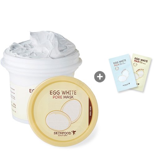 [Skinfood] Skinfood Egg White Pore Mask Wash Off 4.40oz(125g) + Nose Pack 2pcs