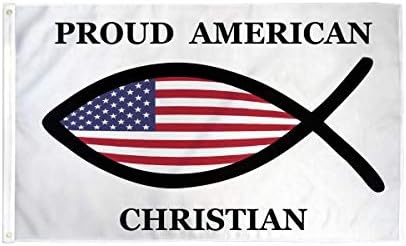 Proud American Christian Polyester Flag 3 X 5ft-(FI)
