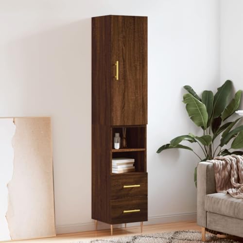 FOZICV Armario de cocina multifunción para armarios auxiliares, diseño sencillo y práctico, decoración del hogar, muebles de interior, aspecto de roble marrón, 34,5 x 34 x 180 cm