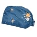 Dark Blue Moon Star 2 Pieces Unisex Working Caps with Buttons Adjustable Bouffant Hats Tie Back Caps